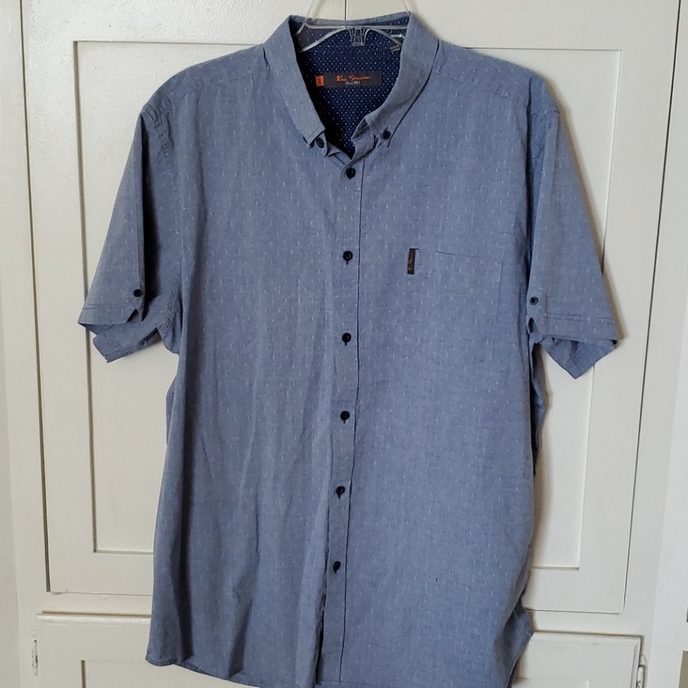 Ben Sherman short sleeve button down collar blue